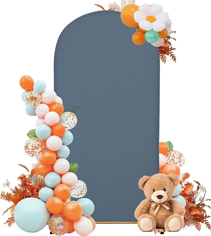 Wedding Arch Cover Spandex Arch Backdrop Cover 6FT Arch Backdrop Cover for Wedding Birthday Party Decoration Baby Shower Banquet Ceremony (Grayish Blue)