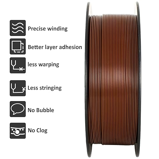 Geeetech PLA Filament 1.75mm Brown, Neatly Wound 3D Printer Filament 1kg Spool (2.2lbs), Dimensional Accuracy +/- 0.02 mm, 3D Printing Filament Fit Most FDM Printer, New Brown