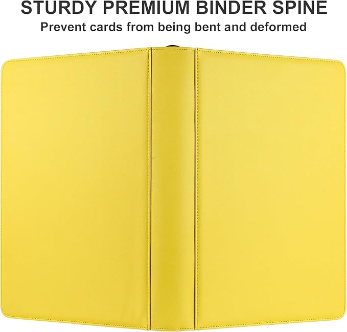 GEAoffice Premium 1000 Trading Card Binder, Large Side Loading 16 Pocket Card Collection Binder Album Folder for MTG, TCG & Sports, Yellow