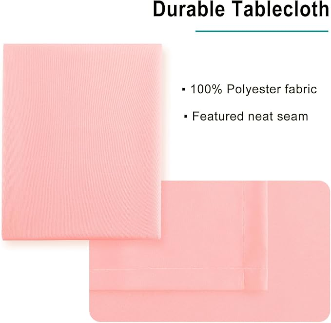 Hiasan Rose Pink Tablecloth for Rectangle Tables - Waterproof Washable Polyester Fabric Table Cloth for Buffect Dining Birthday Party Wedding, 54 x 120 Inch