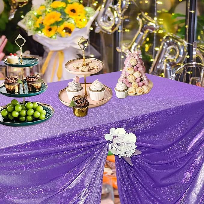 Fitable Sequin Tablecloth for Parties 60x120 Inch - Sparkle Glitter Table Cloth Laser Rectangle Overlay for Wedding Baby Shower Ceremony Birthday Holiday Banquet Decor, Purple