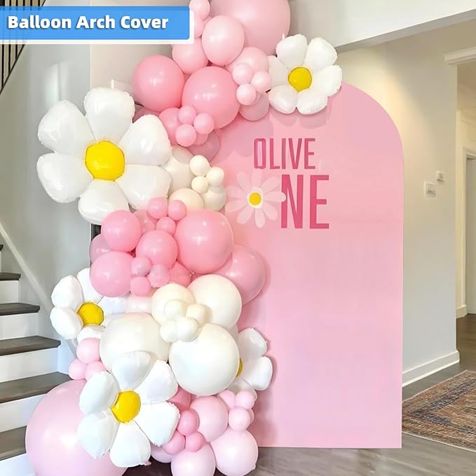 HEMMOTOP Pink Arch Backdrop Cover 7.2 ft (No Arch Stand), Spandex Arch Covers Stretchy Backdrop for Balloon, Birthday Party, Baby Shower, Banquet Arch Decoratio