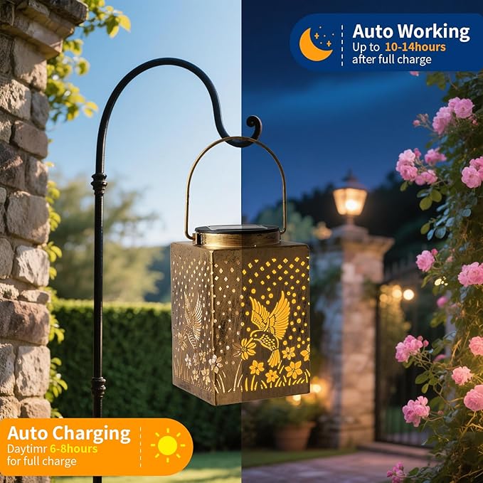 2 Pack Bronze Solar Lights Outdoor Waterproof Decorative - Gifts for Women Mom Grandma, Hummingbird Garden Decor for Yard, Patio,Backyard, Porch , Garden (Hummingbird)