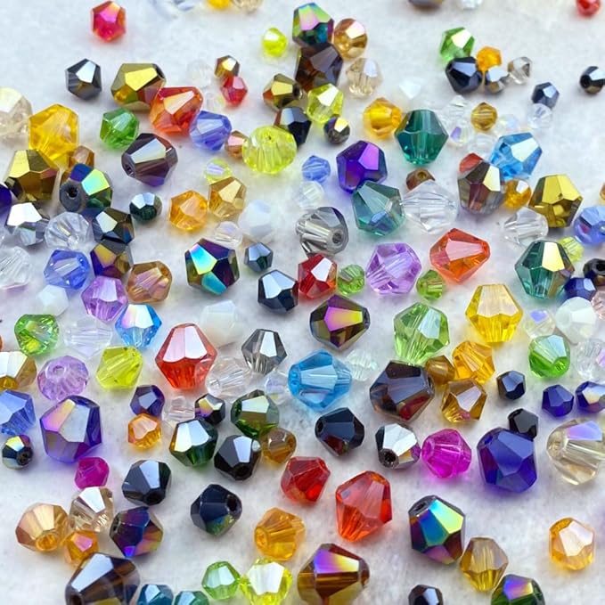 400pcs 4mm Bicone Crystal Glass Beads Loose Spacer Beads Faceted Craft Beads for Jewelry Making DIY Necklace Bracelet Earring Wind Chimes Suncatchers Ornamen(Mine Gold)