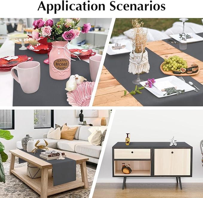 2 Pack Grey Table Runner 12 x 72 Inch Solid Color Farmhouse Runners Coffee Table Dresser for Daily Party Home Decoration