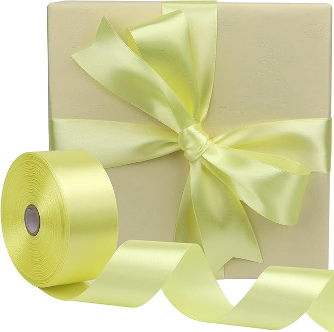 Cream Solid Satin Ribbon 1-1/2 Inch 50 Yards Solid Polyester Fabric Ribbon for Gift Wrapping Wedding Christmas Baby Shower Birthday Party Decoration Handmade Immortal Flower Craft