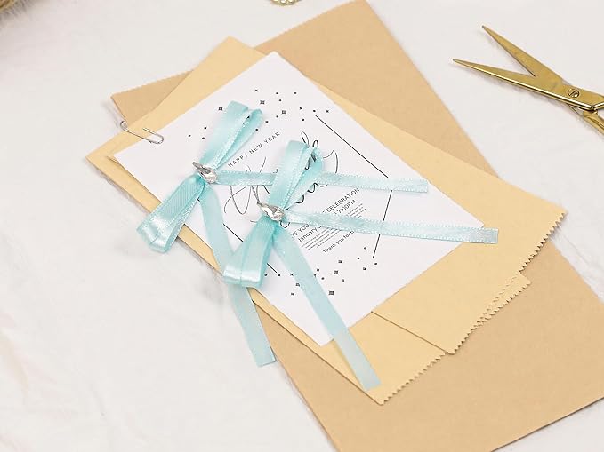 Light Blue Satin Ribbon 1/4 inch X Continuous 100 Yards, Single Face Polyester Ribbon Perfect for Gift Wrapping, Flower Bouquet, Wedding Decor, Crafts, Bow Making, Sewing and More
