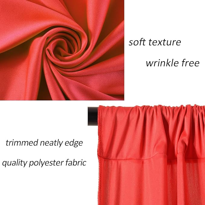 AK TRADING CO. 10 feet x 10 feet Polyester Backdrop Drapes Curtains Panels with Rod Pockets - Wedding Ceremony Party Home Window Decorations - RED (DRAPE-5x10-RED) (Pack of 24)