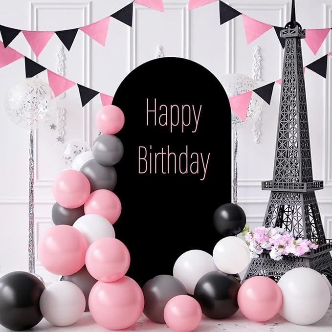 LEBENGURU Upgraded 5FT Wedding Arch Cover, Black Spandex Fitted Arch Backdrop Cover, Round Top Chiara Stand Covers for Birthday Party Baby Shower Banquet Balloon Décor