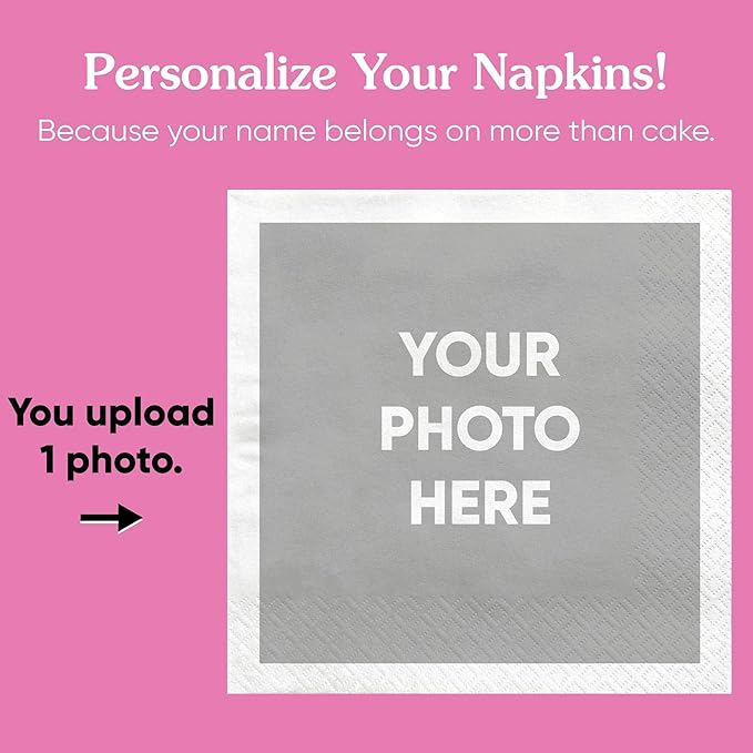 Big Dot of Happiness Custom Photo Party Napkins, Personalized Engagement, Wedding, Graduation, Birthday Decor, White 3-Ply Paper Beverage Napkins - 150 Count