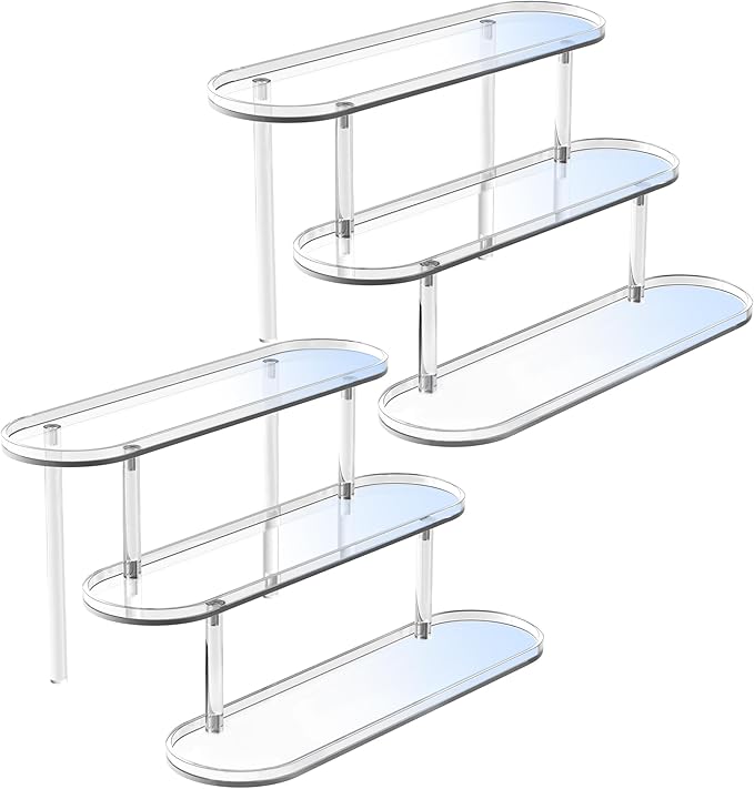 Acrylic Risers Display Stand, Clear Perfume Organizer, Clear Cupcake Stand Holder, Dessert Display for Party, Display Shelf for Cologne Skincare Collection 𝐚𝐦𝐢𝐢𝐛𝐨 Funko-POP Figure 2PCS