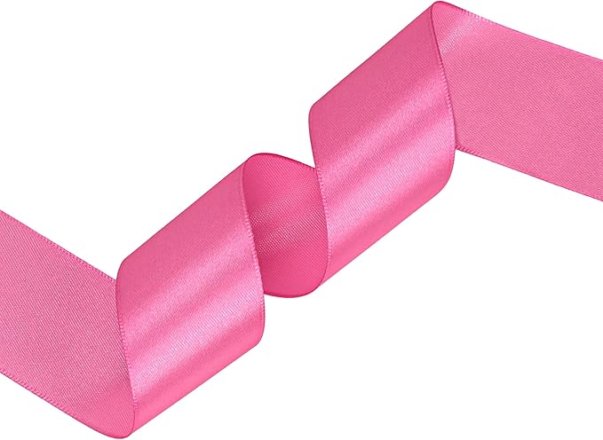 Hot Pink Satin Ribbon 1-1/2 inch X Continuous 50 Yards, Single Face Polyester Ribbon Perfect for Gift Wrapping, Flower Bouquet, Wedding Decor, Crafts, Bow Making, Sewing and More