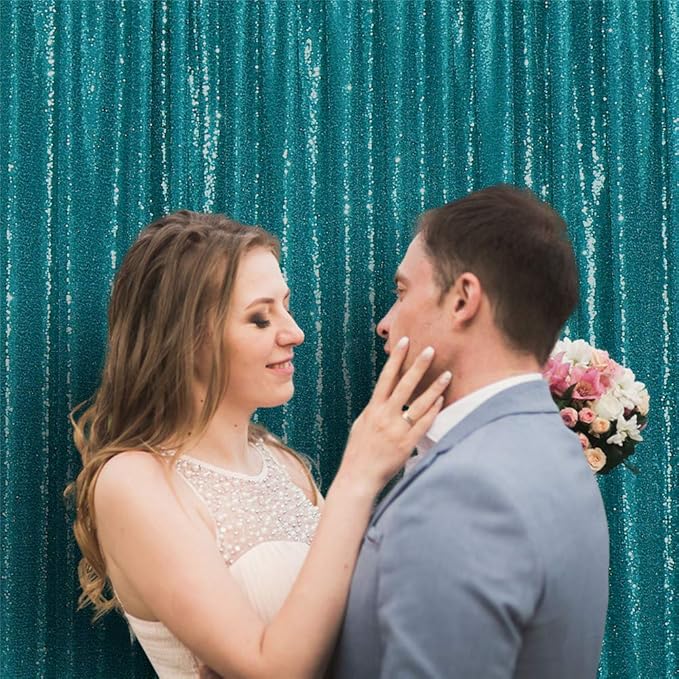 Eternal Beauty Teal Sequin Backdrop, 6x6 Ft Glitter Background Curtains for Shimmer Photography Party Wedding Birthday Back Drop Decor