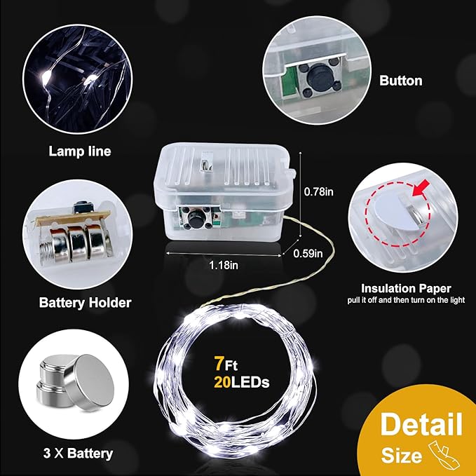 pozzolanas 8 Pack White Battery Operated String Lights - 7ft Waterproof Fairy Lights with 20 LEDs for Home, Mason Jar, Party, Wedding, Halloween, Christmas Decorations