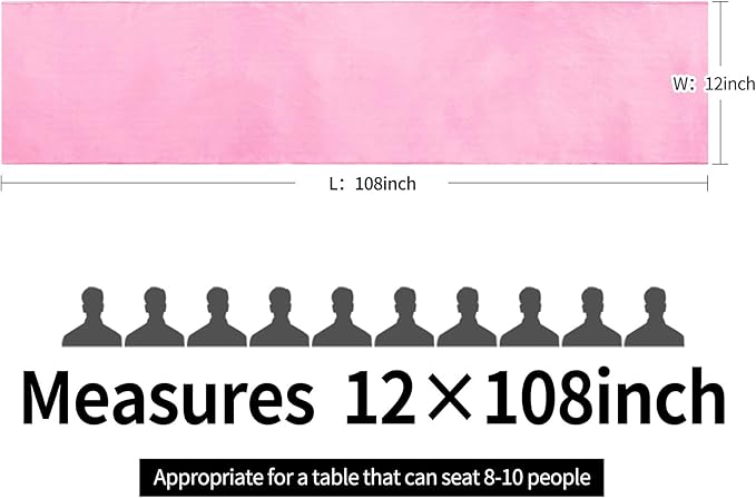 5-Pack Satin Table Runner Pink 12 x 108 inches Long, Table Runners for Wedding, Birthday Parties, Banquets Decorations（5 Pack, 12x108 Inch, Pink）