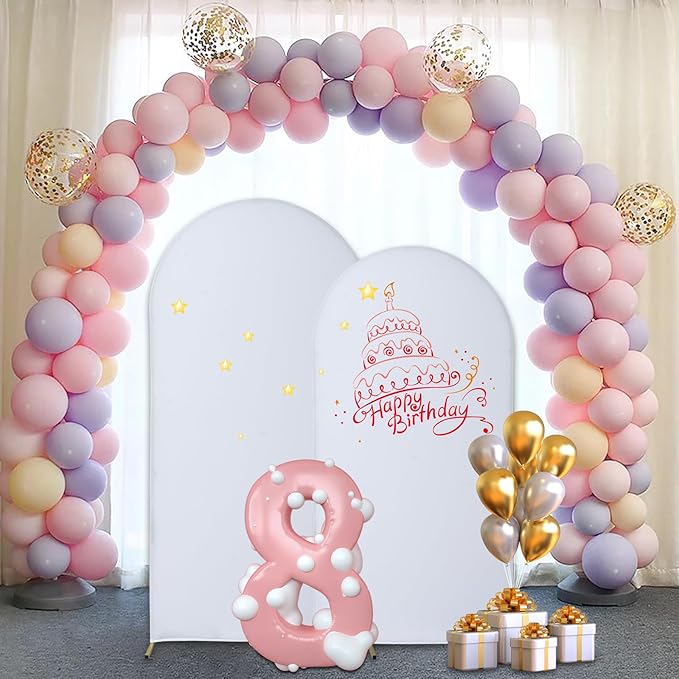 Wedding Arch Backdrop Stand Set of 3, (6, 6.6, 7.2) Metal Arch Backdrop Stand with Wedding Arch Cover, Wedding Balloon Arch Backdrop Stand for Birthday, Baby Shower, Anniversary.