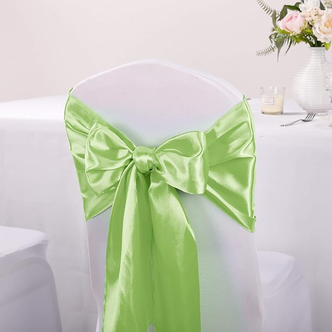 5-Pack Satin Table Runner Light Green 12 x 108 inches Long, Table Runners for Wedding, Birthday Parties, Banquets Decorations（5 Pack, 12x108 Inch, Light Green）
