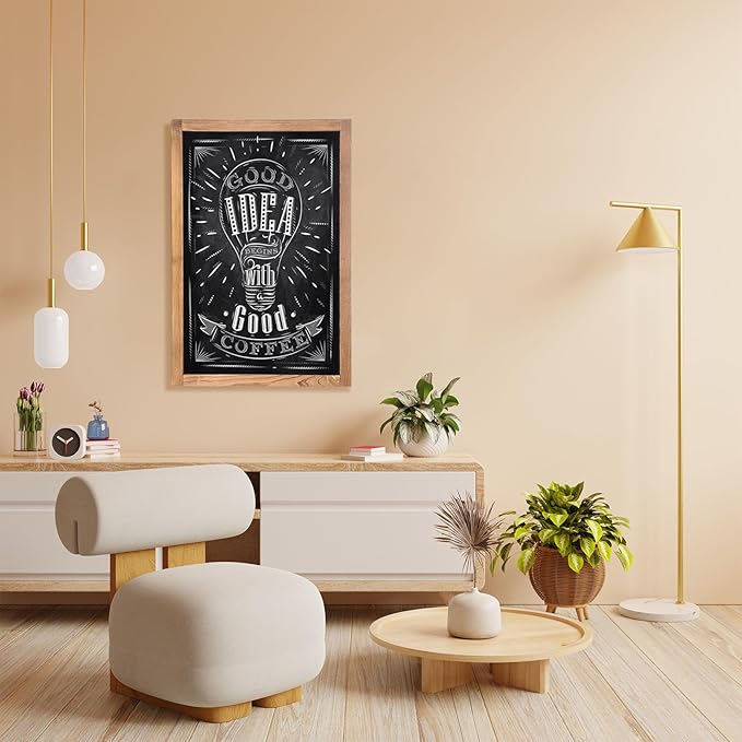 Magnetic Chalkboard Large Chalkboard for Wall Rustic Wood Framed Decorative Blackboard for Kids Hanging Blackboard for Home, Office, Restaurant 16" x 24"