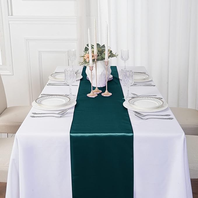 6Pack Table Runner 12 x 108 Inches Satin Silk Table Runner for Wedding, Birthday Party, Banquets, Graduations Decoration, fit Rectange and Round Table-Hunte