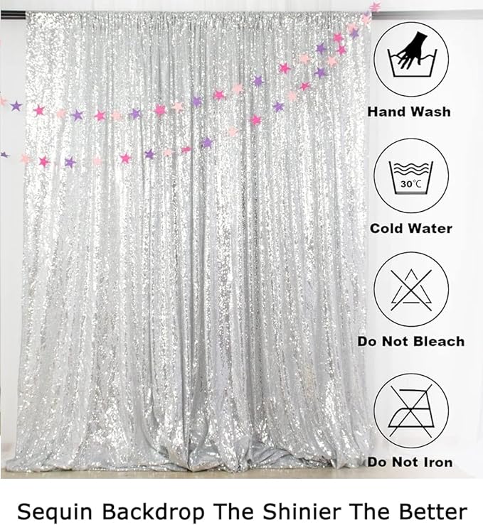 ShiDianYi Premium Sequin Photography Backdrop 6x8FT - Silver Sparkling Studio Background for TikTok/YouTube/Reels, Glitter Party Decor, Birthday & Wedding Photo Shoot