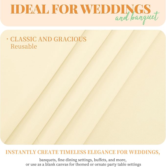 12 Pack 60 x 102 Inch Rectangle Tablecloth, Beige Tablecloth for 6 Feet Rectangle Tables, Stain and Wrinkle Resistant Washable Fabric Table Cloth for Wedding Dining Table Buffet Parties Camping