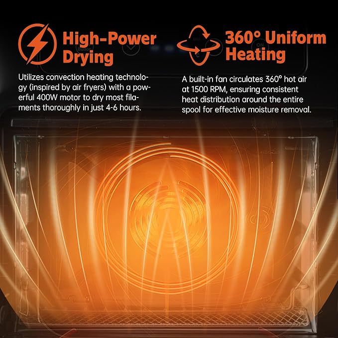 3D Printing Filament Electric Dryer Box, Priline 3D Filament Heating Chambers with Blower, Fast Drying & Moisture-Free Dehydrator for PLA, PETG, TPU, Carbon Fiber Filament