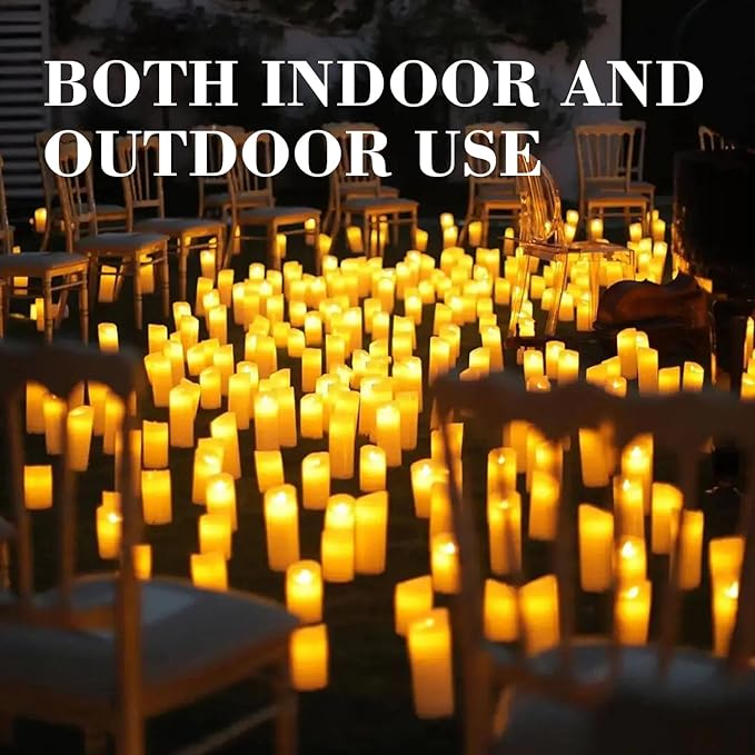 48 Packs Flameless Led Candles, Battery Candles,Simulate Flame,Waterproof Outdoor Indoor Candles with10-Key Remotes and Cycling 24 Hours Timer for Wedding, Table, Festival,Home Decoration…