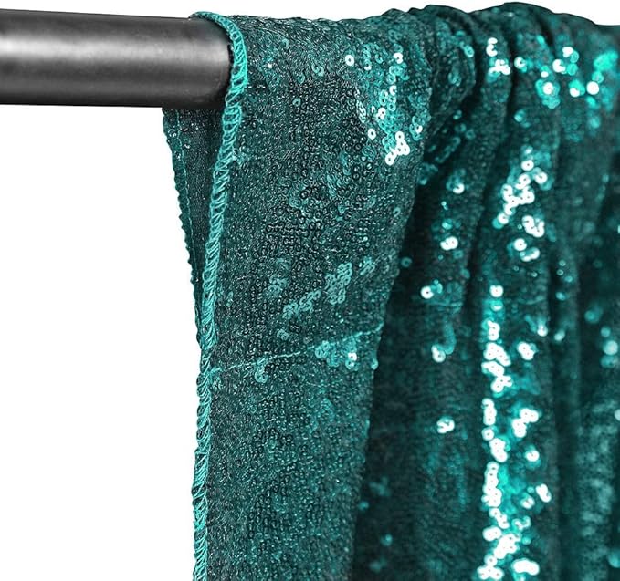 Eternal Beauty Teal Sequin Backdrop Curtains, Shimmer Back Drop 4Panels-2FTx8FT for Christmas, Party, Birthday, Photography, Wedding, Baby Shower Event Decoration