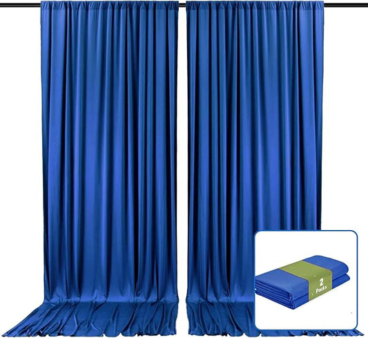 2 Panels Royal Blue Backdrop Curtain, 10 x 10 Feet Stain Background Curtains for Parties, Weddings, Baby Showers, Bachelorette Halloween, Birthday Party Photoshoot Backdrop Curtains Decorations