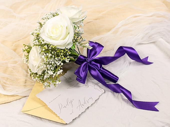 Purple Satin Ribbon 1 inch X Continuous 100 Yards, Single Face Polyester Ribbon Perfect for Gift Wrapping, Flower Bouquet, Wedding Decor, Crafts, Bow Making, Sewing and More