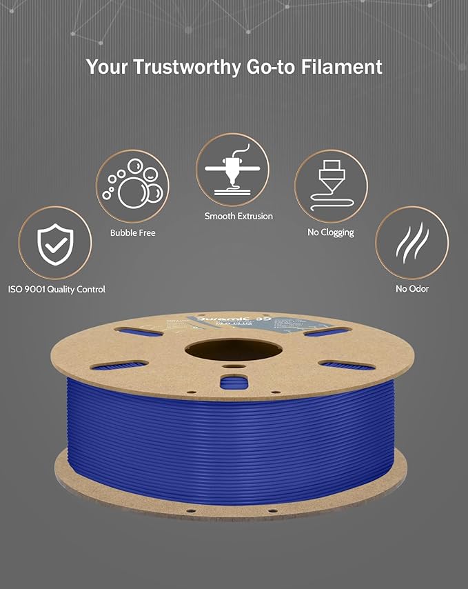 DURAMIC 3D PLA Plus Filament 1.75mm Blue Tougher and Stronger Dimensional Accuracy Probability +/- 0.02mm