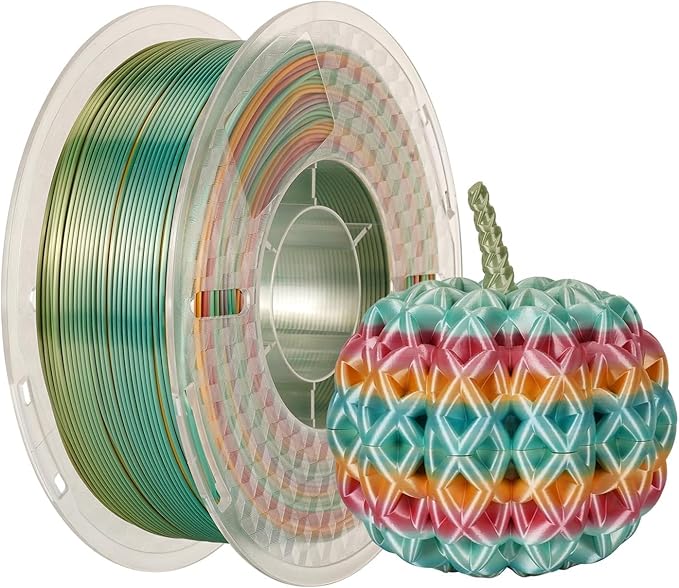 Kingroon Silk PLA Filament 1.75mm Rainbow Filament 3D Printer Filament Color Changing Filament 1kg Dimensional Accuracy ±0.03mm,Fit Most 3D Printers(7 Colors)