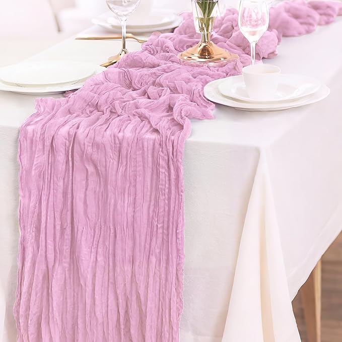 6-Pack Pink Cheesecloth Table Runners – 10FT (35x120 Inch) Boho Rustic Gauze Fabric Cheese Cloth Table Runner for Weddings, Baby Showers, Bridal Shower, Farmhouse & Birthday Party Decor