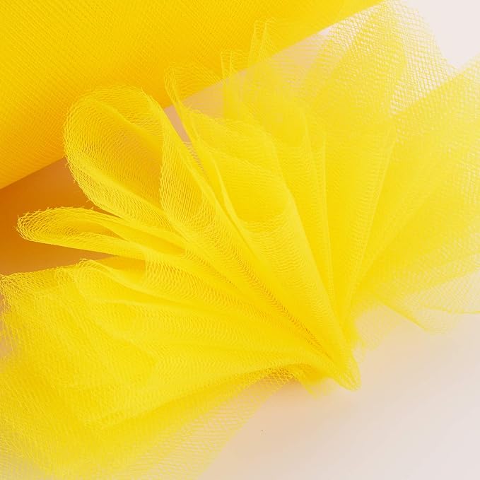 Tulle Fabric Roll, 6” by 200 Yards (600FT) Tulle Organza Fabric Spool for DIY Tutu Skirt Baby Shower Decor Wedding Backdrop Crafts Birthday Party Supplies (Yellow)
