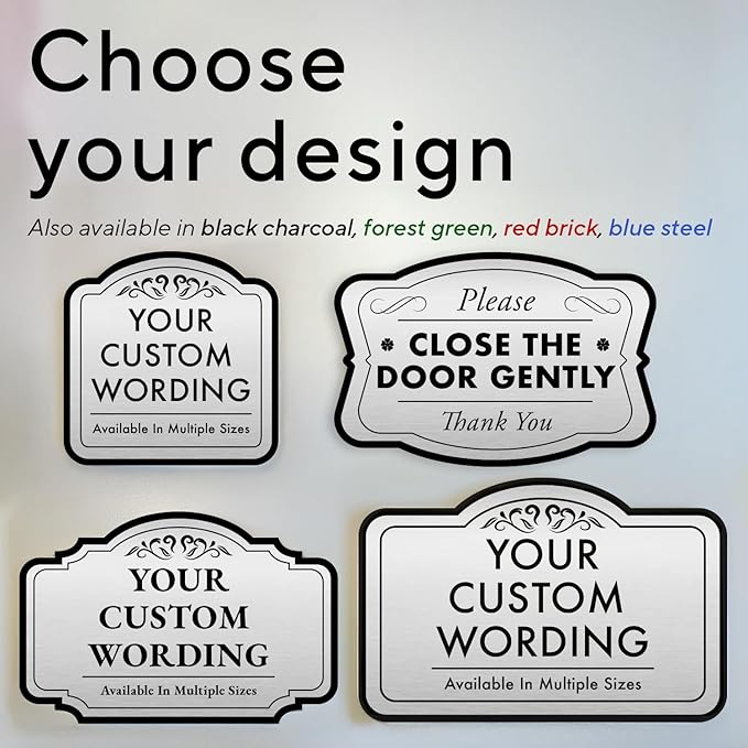 Custom Decorative Outdoor Metal Sign - Personalized Aluminum Driveway Sign, Waterproof, Made in USA - Design 1 Metallic Silver 24x18 In