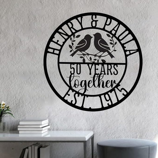 NAZENTI Personalized Metal Sign 50th Wedding Gift For Couple, Wedding Gift, Family Name Sign, Outdoor Name, Anniversary, Home Decor, Front Door