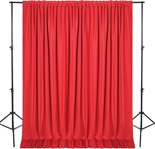 DWCN 10x8 FT Red Backdrop Curtains for Parties, Photography Backdrop Drapes with Rod Pockets for Wedding Decorations Stage Birthday Family Gatherings, 2 Panels 5ft x 8ft