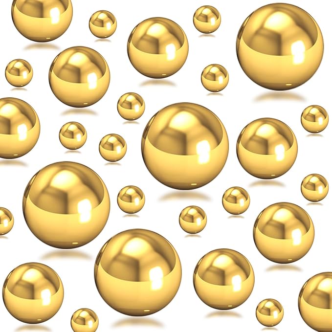 300Pcs Brightgold Polished No Hole Faux Pearl Beads for Vase Filling Decorations, Plastic Pearls Vase Fillers, Table Scatters, Wedding Centerpiece, Home Decor, 8/14/20 mm