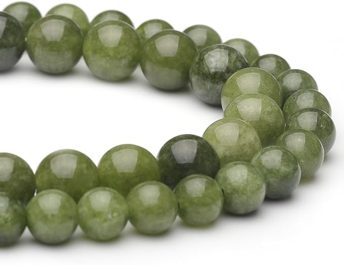 10mm Natural Stone Beads for Jewelry Making,Green Jade Polished Smooth Round Gemstone Beads for Bracelet Necklace 15 Inch