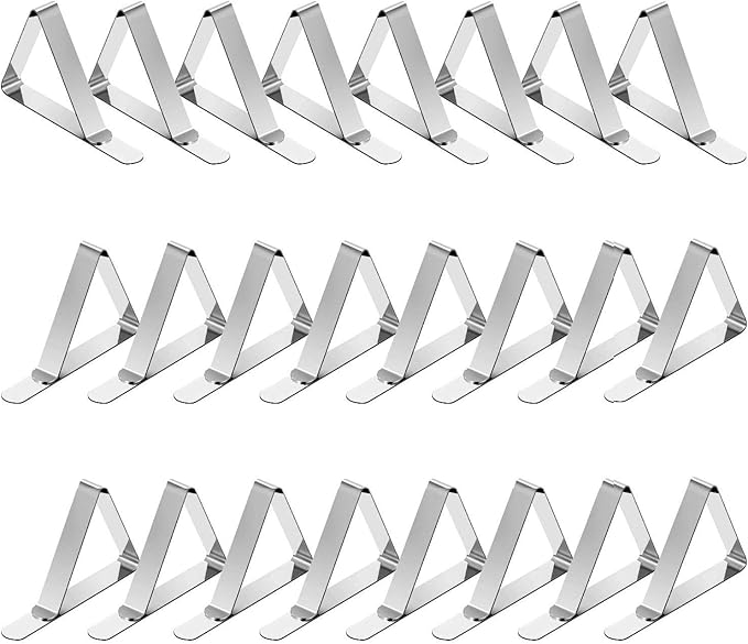 TriPole Tablecloth Clips 24 Pack Stainless Steel Table Cover Clamps Skirt Clips for Home Kitchen Restaurant Picnic Tables