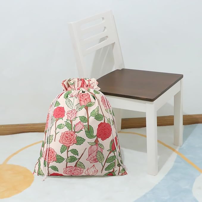 Drawstring Gift Bags,Extra Large 24"x 20" | Premium Canvas Storage Bags | Reusable Fabric | Perfect for Baby Showers,Birthday Parties | Rosy