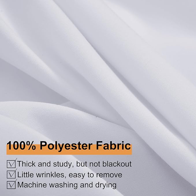 20ft x 10ft Thick White Backdrop Curtains for Parties, 4 Panels 5ft x 10ft Non See Through White Polyester Wedding Drapes Photo Backdrop for Birthday Party Graudation Photography Home Decor