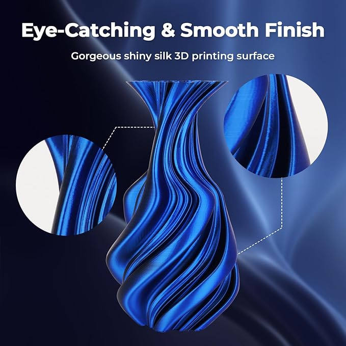 AMOLEN Silk PLA 3D Printer Filament, Dual Color Black Blue PLA 1.75mm, Shiny Color Change Filament 3D Printing PLA Filament for Most FDM 3D Printer, 1kg Spool(2.2lbs)