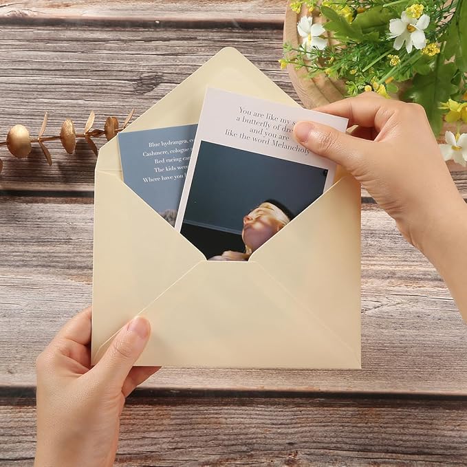 50 Pack Colored A7 Invitation Envelopes 5x7 with Gold Stickers for Cards and Invitations, 5 Colors (Brown, 5 1/4 x 7 1/4 inches)