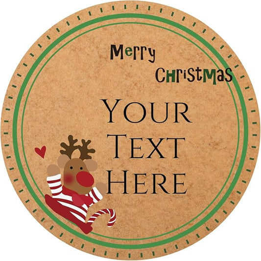 100-1000pcs Custom Stickers Merry Christmas Stickers Personalized Labels Adhesive Xmas Decorative Envelope Seals Stickers for Cards Gift Boxes (Round Kraft -5)