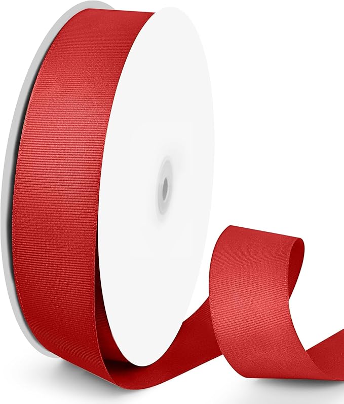 100 Yards 1.5 inch Grosgrain Ribbon, Solid Color Fabric Ribbon Perfect for Gift Wrapping, Wedding, Handmade Bows, Floral Bouquets and Party Decoration(red)