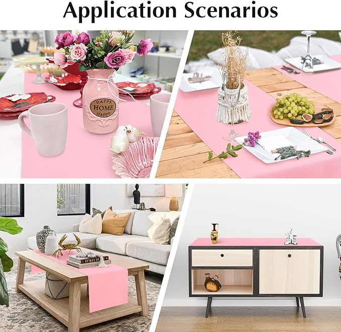2 Pack Pink Small Short Table Runner 12 x 48 Inch Solid Color Runners Coffee Table Dresser for Daily Party Home Decoration