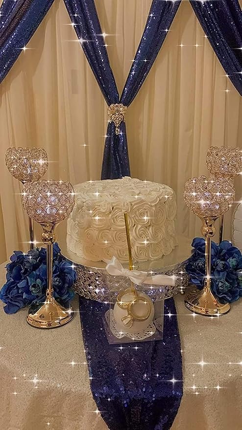 Navy Blue Sequin Backdrop Curtains 1 Panel 10FTx10FT Glitter Navy Blue Photo Backdrop Drapes Party Wedding Baby Shower Curtain Sparkle Photography Background Backdrop