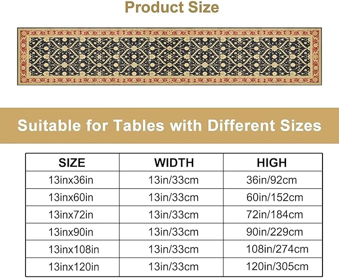Vintage Morris Floral Table Runner, Boho Rustic Farmhouse Flower Pattern for Home Kitchen Table Decor Dining Coffee Room Party Decor 13x90in
