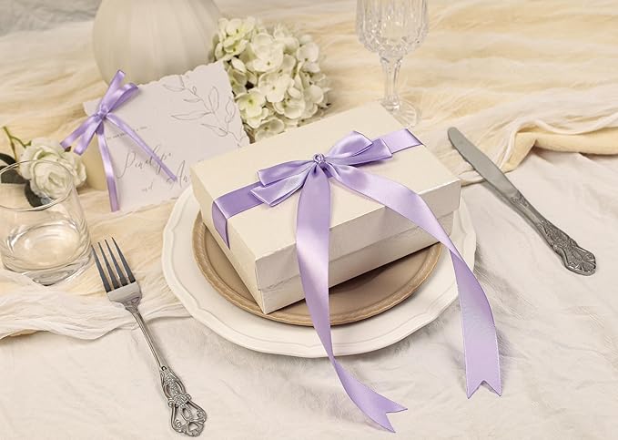 Lavender Satin Ribbon 1 inch X Continuous 100 Yards, Single Face Polyester Ribbon Perfect for Gift Wrapping, Flower Bouquet, Wedding Decor, Crafts, Bow Making, Sewing and More